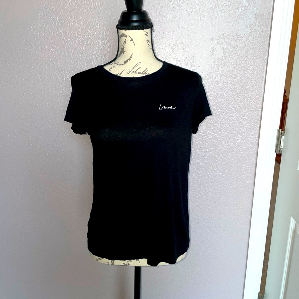 H&M cotton super soft black tee “Love”